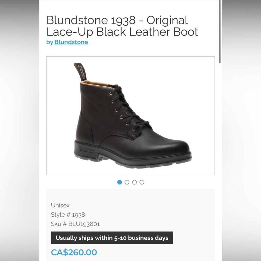 Blundstone 1938 - Original Lace Up Black Leather Boot